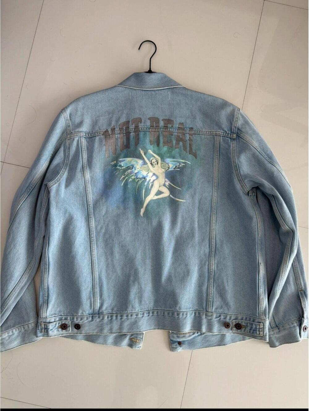 AUTHENTIC Off-White “Not Real” Graphic Denim Small Preowned
